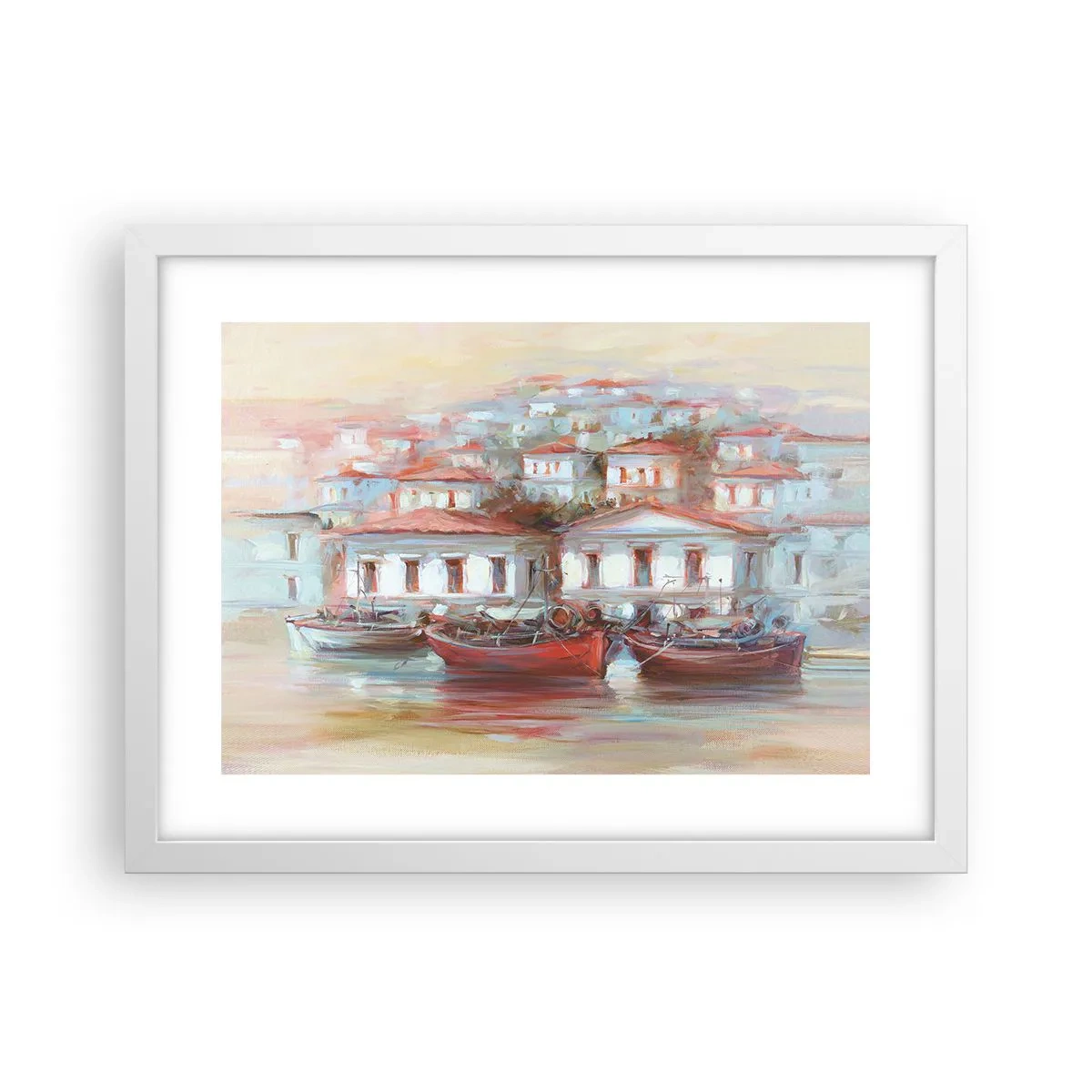Poster în ramă albă - Orășel fericit - 40x30 cm