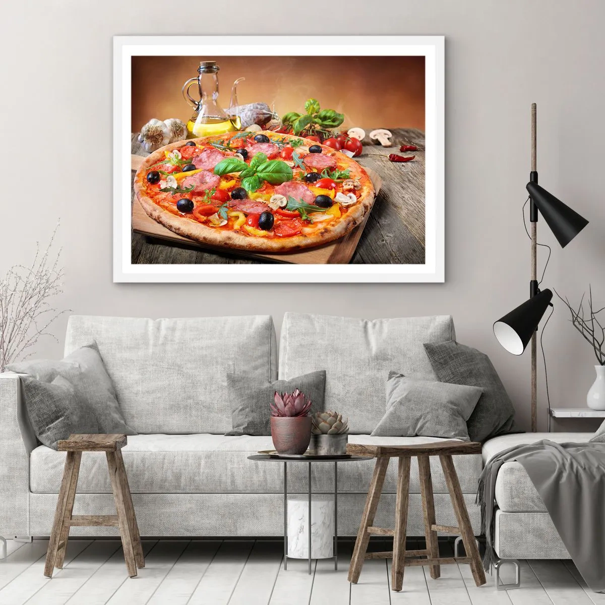 Poster în ramă albă - Cu o adevărată aromă italiană - 91x61 cm