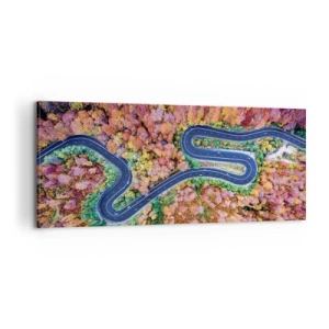 Tablou pe pânză - Un drum șerpuit prin pădure - 100x40 cm