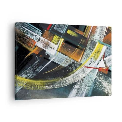 Tablou pe pânză Canvas - Tușe de pensulă abstracte colorate - 70x50cm - Energia în mișcare - Decorațiune modernă pentru perete pentru living și dormitor ARTTOR