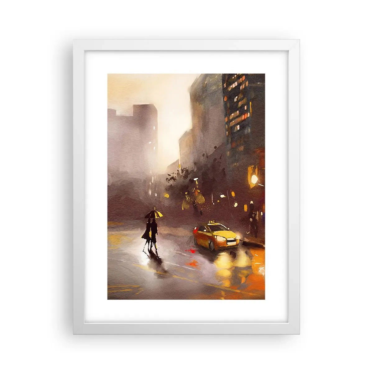 Poster în ramă albă - În luminile New York-ului - 30x40 cm