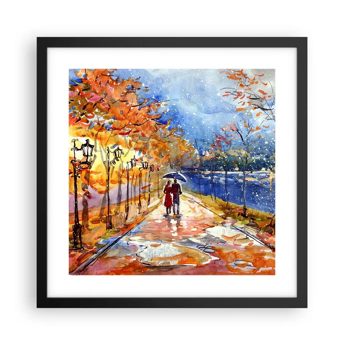 Poster în ramă neagră - Împreună până la limita de timp - 40x40 cm