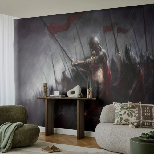 Tapet Standard Eco - Trecătorule, spune-i Spartei.. - Cavaler în armură, Armată, Abstracția - 250x175 cm