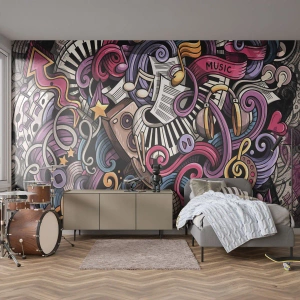 Tapet Premium Sand - Melodie complicată - Muzică, mural, Graffiti - 100x70 cm