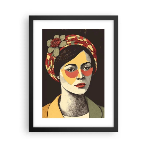 Poster în ramă neagră - Doamna coral - 30x40 cm