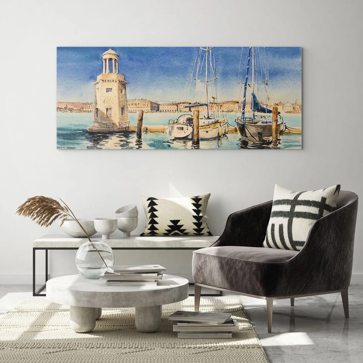 Tablou pe sticlă - Laguna însorită - 100x40 cm