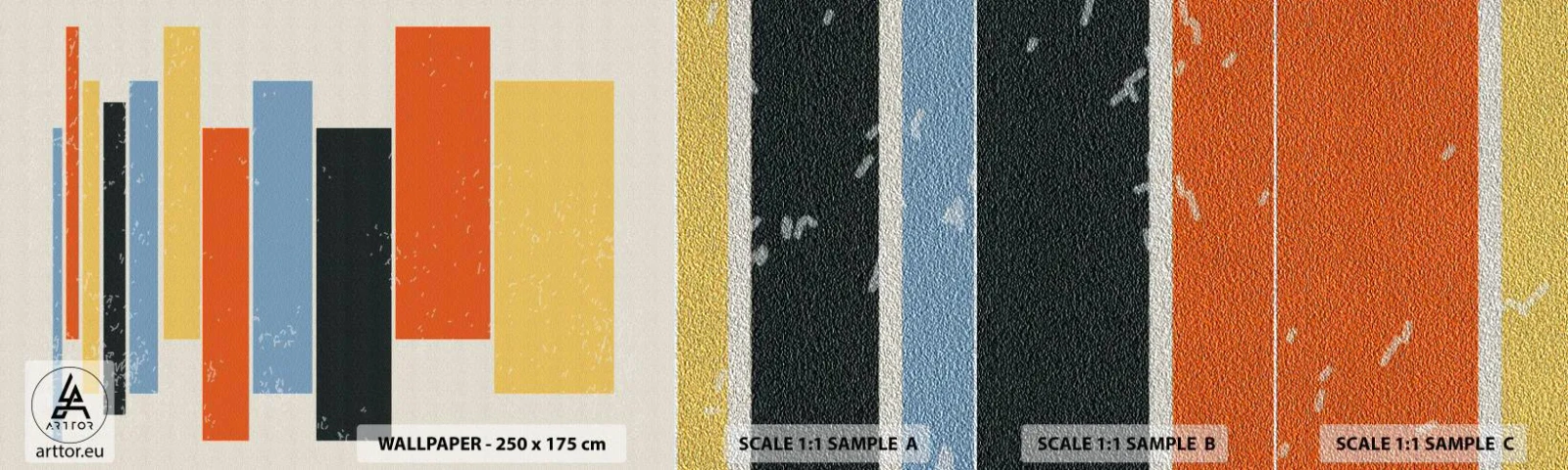 Mostră tapet Premium Sand - Înregistrare muzicală - Minimalism, dreptunghiuri, Forme - 100x30 cm