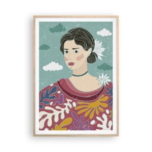 Poster în ramă de stejar deschis - Cu melancolie în privire - 70x100 cm