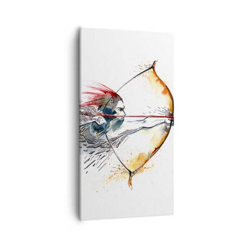 Tablou pe pânză - Războinic mitic cu un arc de foc - 55x100 cm
