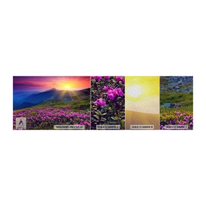 Mostră tapet Premium Sand - ... Și peste tot în jur se simte un miros de jneapăn și parfum de ierburi... - Peisaj, Munţi, Apus de soare - 100x30 cm