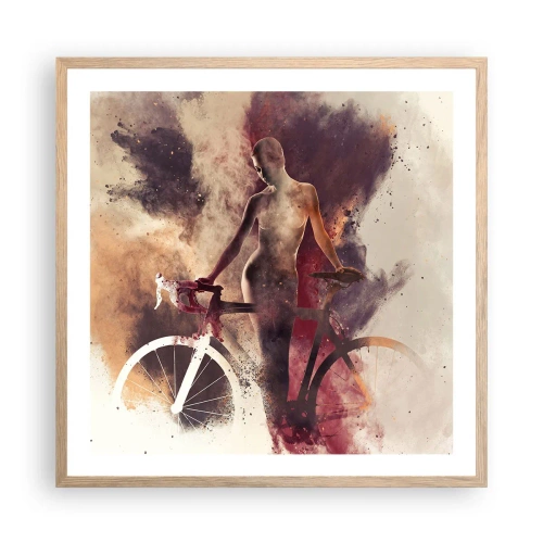 Poster în ramă de stejar deschis - În forme de marmură sufletul ciclist - 60x60 cm