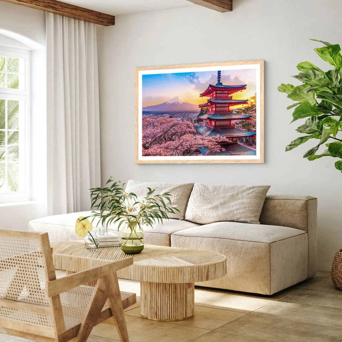 Poster în ramă de stejar deschis - Esența spiritului japonez - 70x50 cm