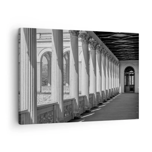 Tablou pe pânză Canvas - Colonată în stil clasic în alb și negru - 70x50cm - Arcadă însorită - Decorațiune modernă pentru perete pentru living și dormitor ARTTOR