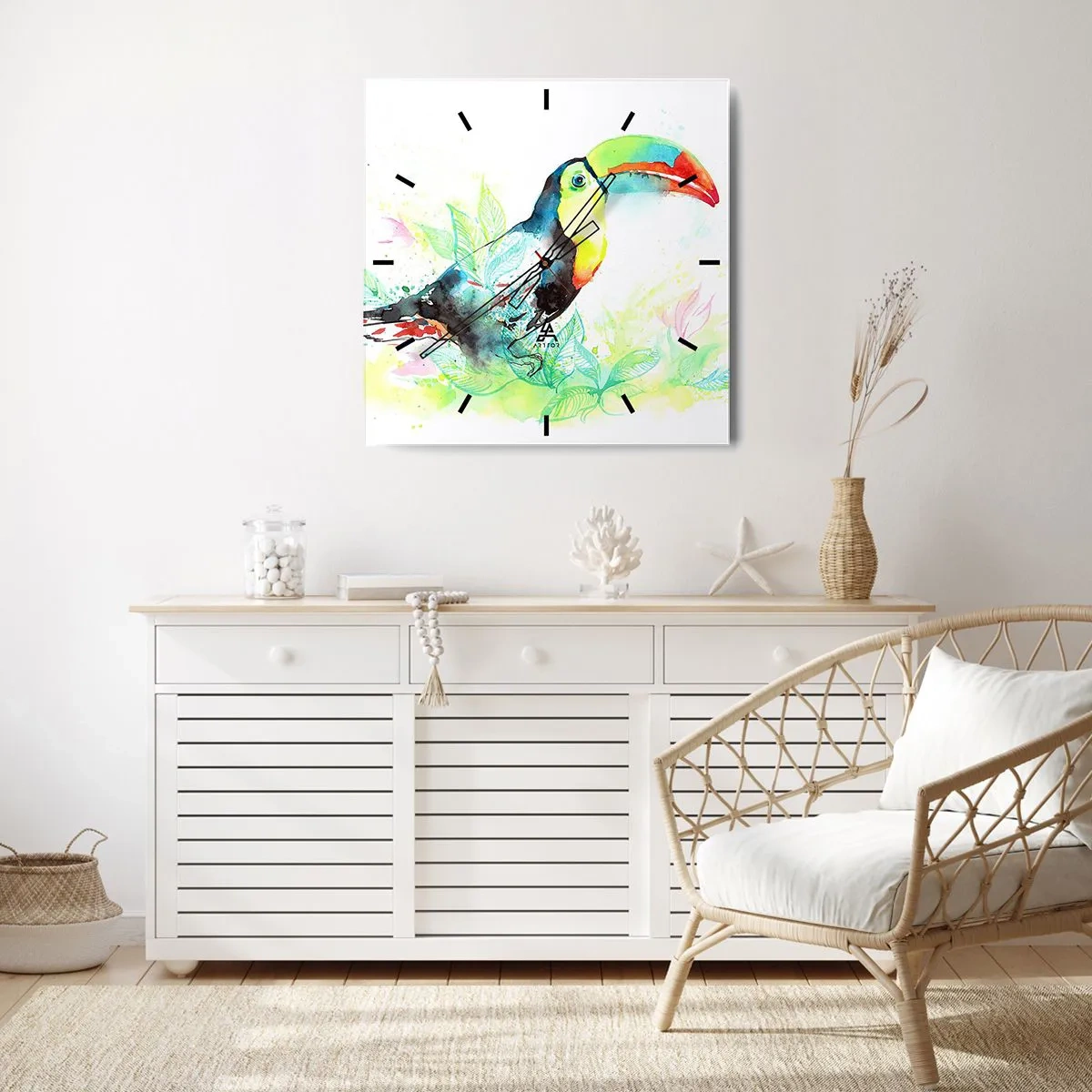 Ceas de perete - Ceas pe sticlă - Colorată ca America de Sud - 40x40 cm