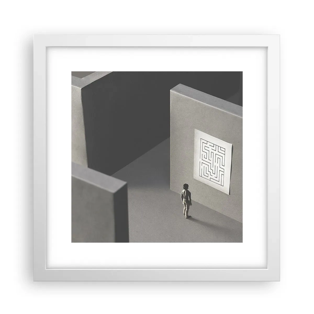 Poster în ramă albă - Dar unde sunt? - 30x30 cm