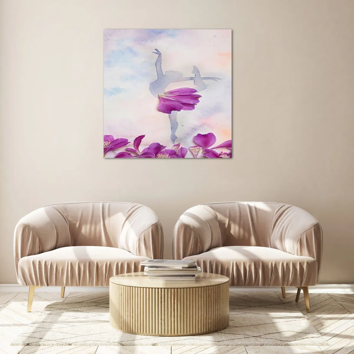 Tablou pe sticlă - Delicată ca o floare - 40x40 cm