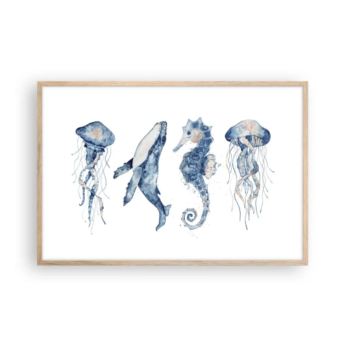 Poster în ramă de stejar deschis - Fauna marină sălbatică - 91x61 cm