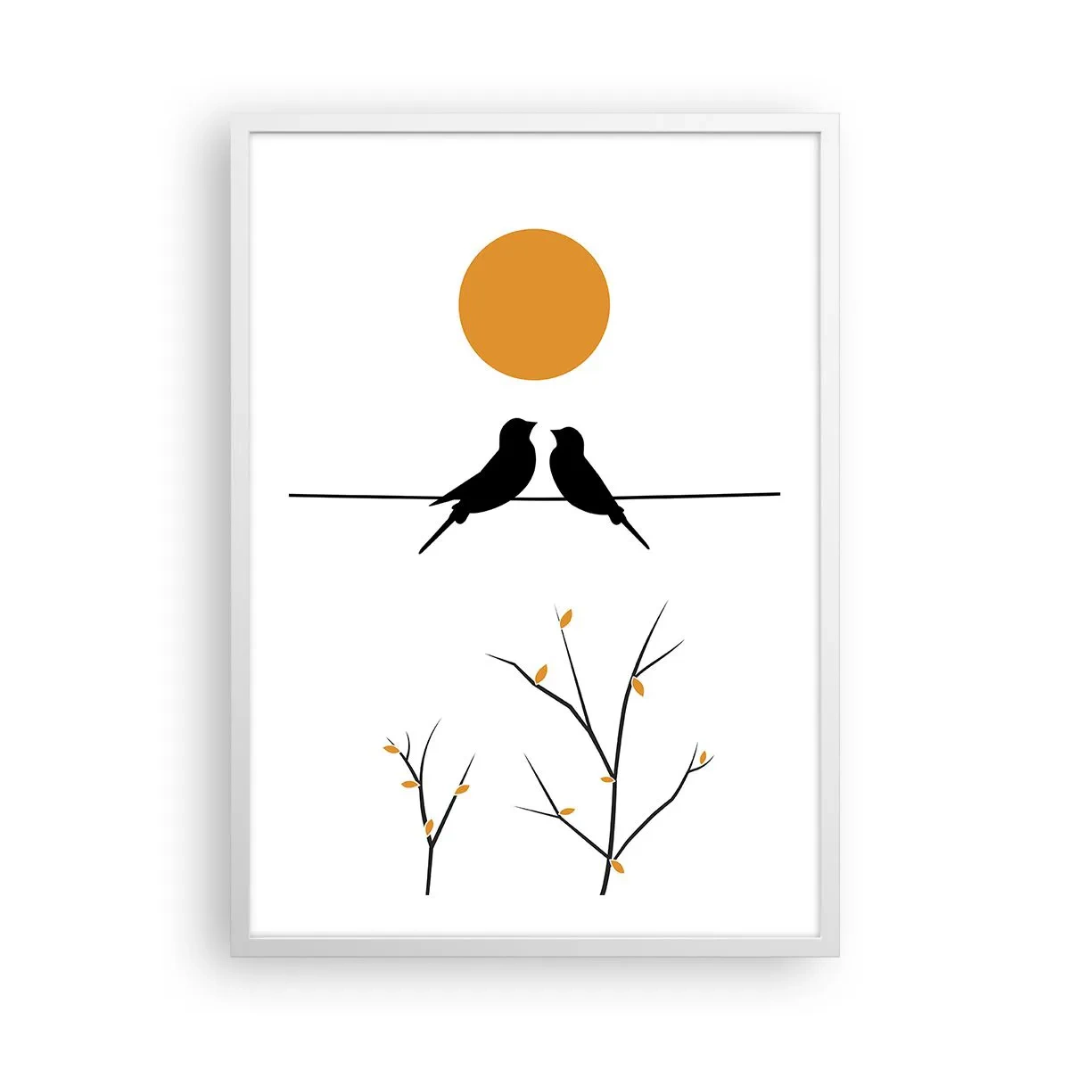 Poster în ramă albă - Seară cu privighetori - 50x70 cm