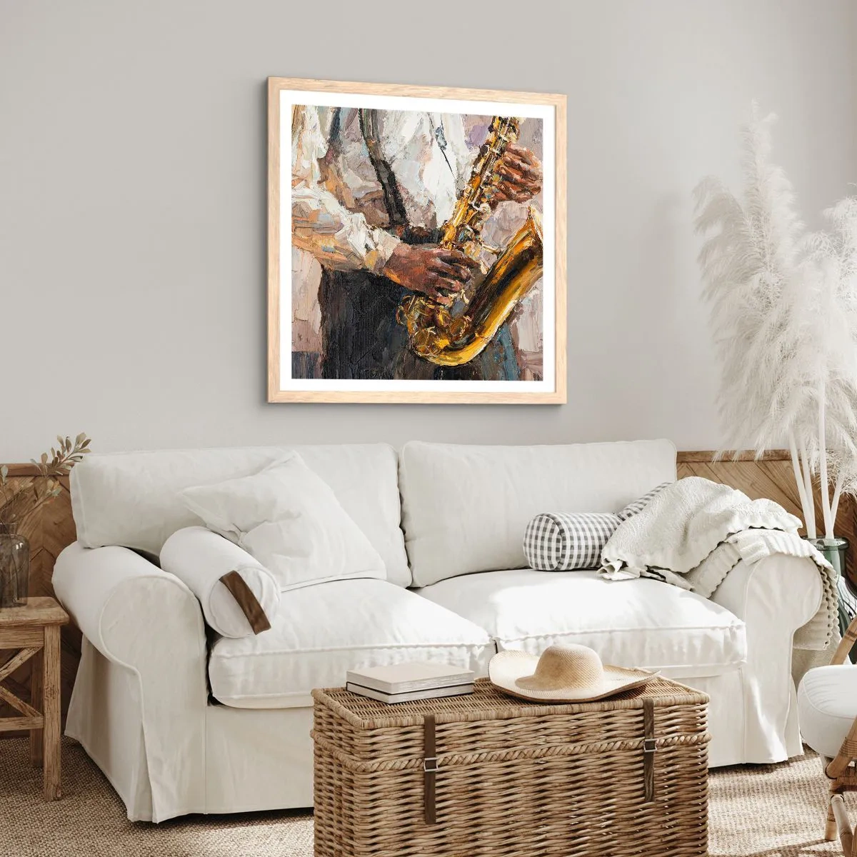 Poster în ramă de stejar deschis - E timpul pentru a cânta solo - 30x30 cm