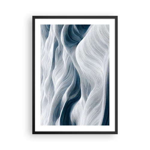 Poster în ramă neagră - Valuri abstracte în nuanțe de alb și albastru marin - 50x70cm - Valuri albastre și albe - Decorațiune modernă pentru perete pentru living și dormitor ARTTOR