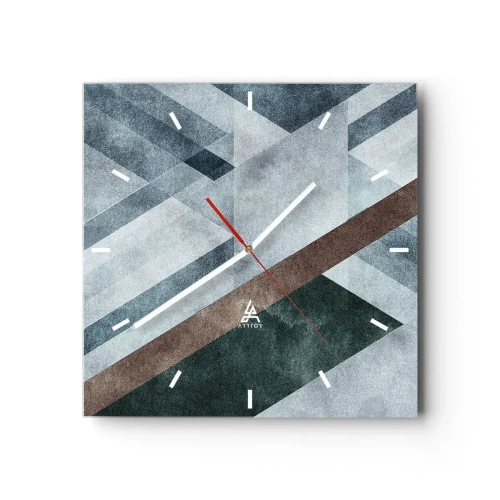 Ceas de perete - Ceas pe sticlă - Eleganța sofisticată a geometriei - 30x30 cm