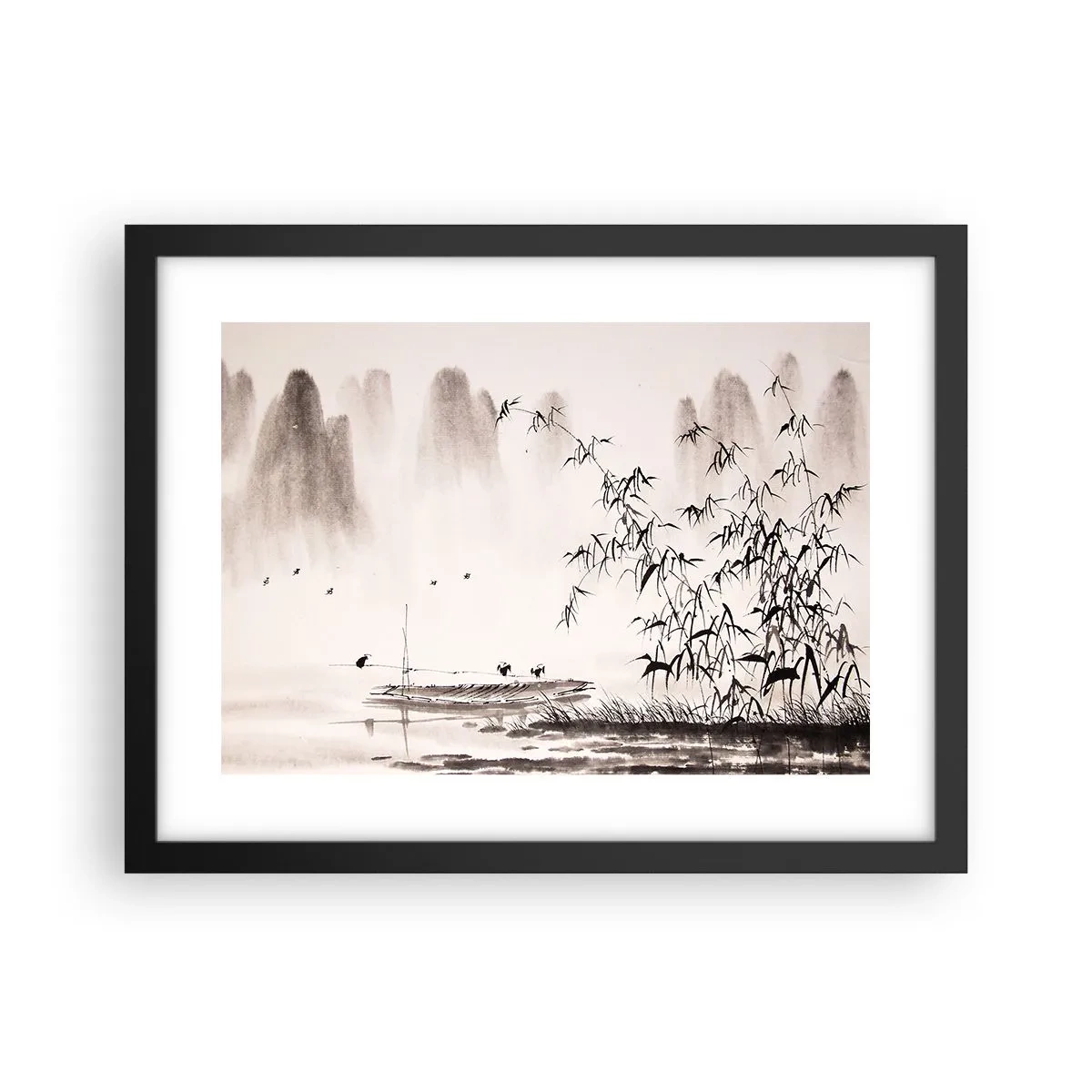Poster în ramă neagră - Liniștea câmpurilor de orez - 40x30 cm