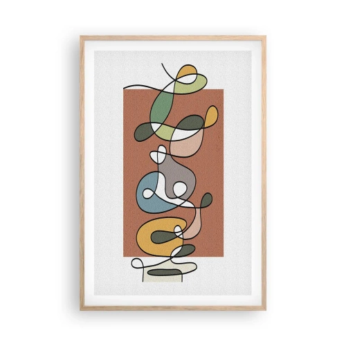 Poster în ramă de stejar deschis - Abstracție: un dans colorat - 61x91 cm