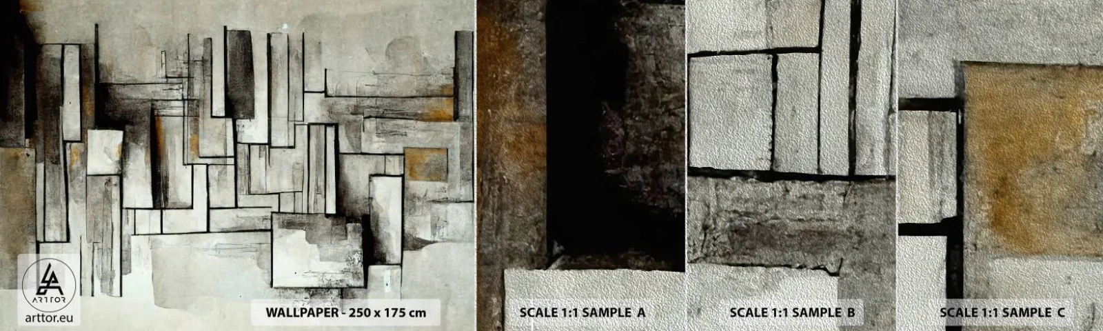 Mostră tapet Premium Sand - Puterea simplității - Bucată, În vârstă, liniuțe - 100x30 cm