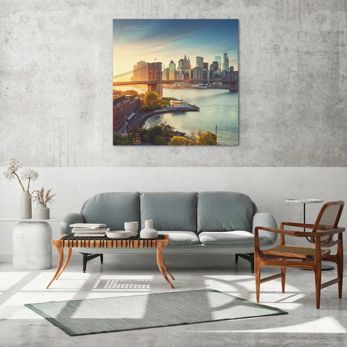 Tablou pe sticlă - Zorii metropolitani - 70x70 cm