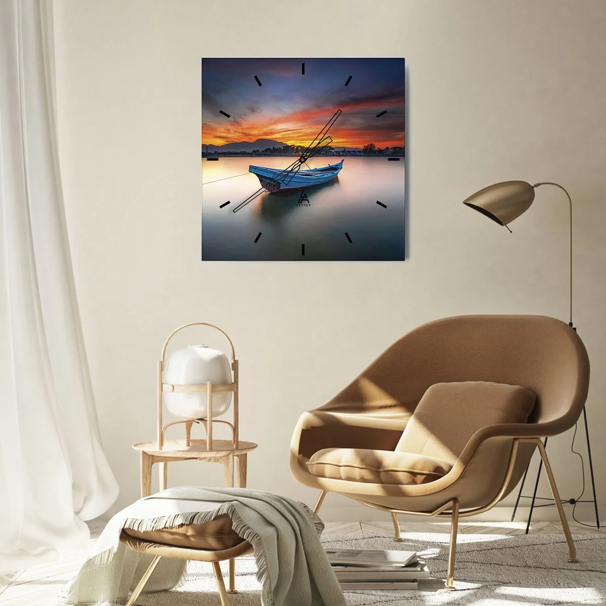 Ceas de perete - Ceas pe sticlă - O noapte bună înainte - 30x30 cm