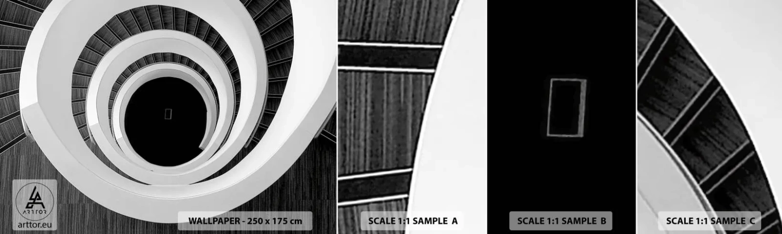 Mostră de Tapet Standard Eco - Până la miez - Bucată, Abstracția, Scară în spirală - 100x30 cm
