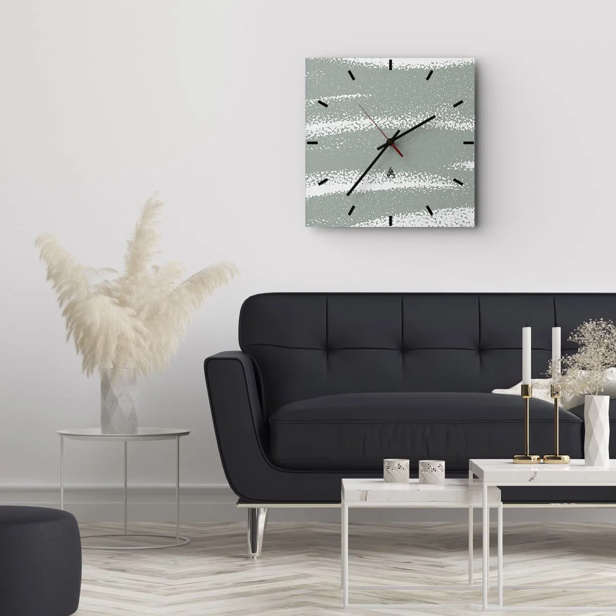 Ceas de perete - Ceas pe sticlă - Abstracție în stil de iarnă - 30x30 cm