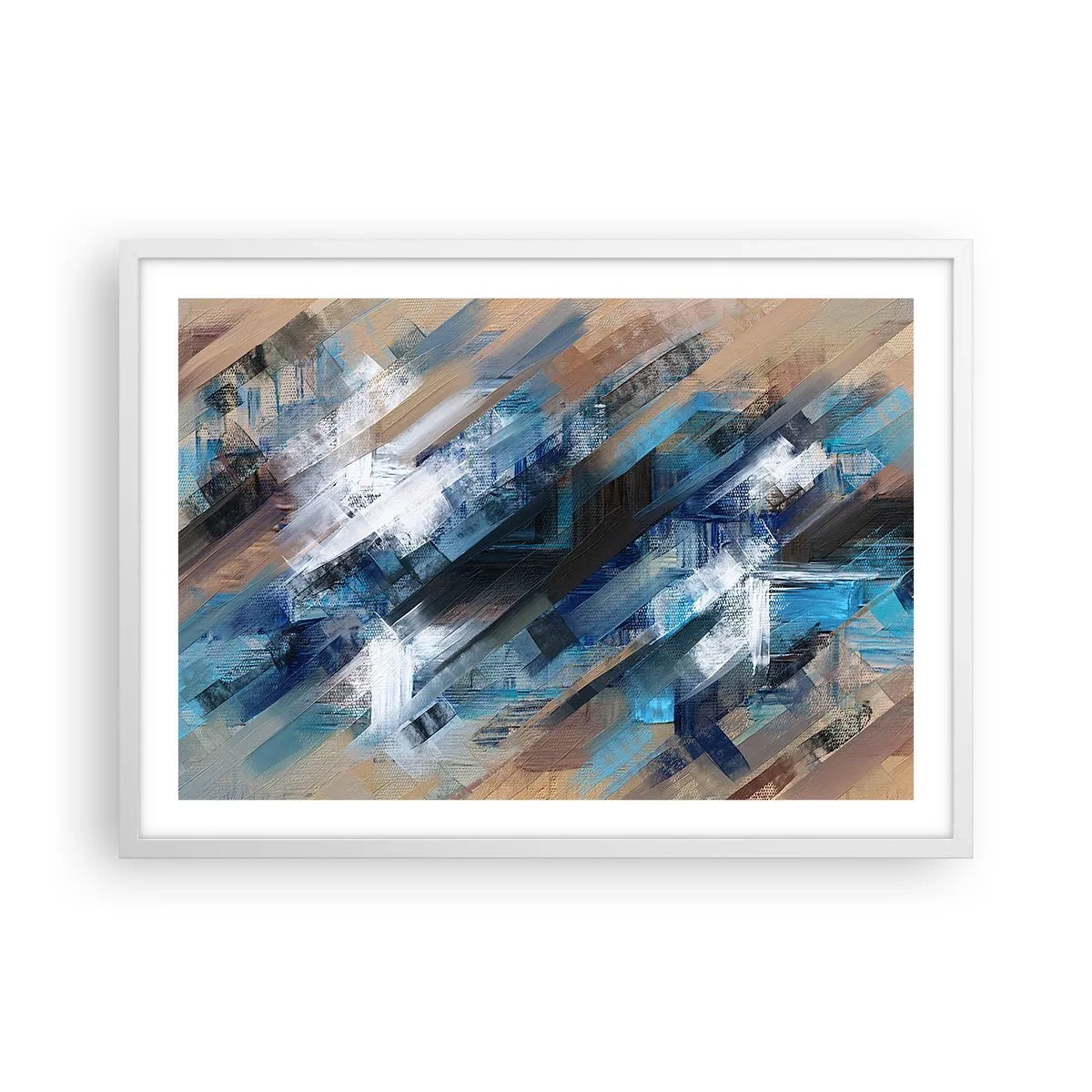 Poster în ramă albă - Pe o pantă albastră - 70x50 cm