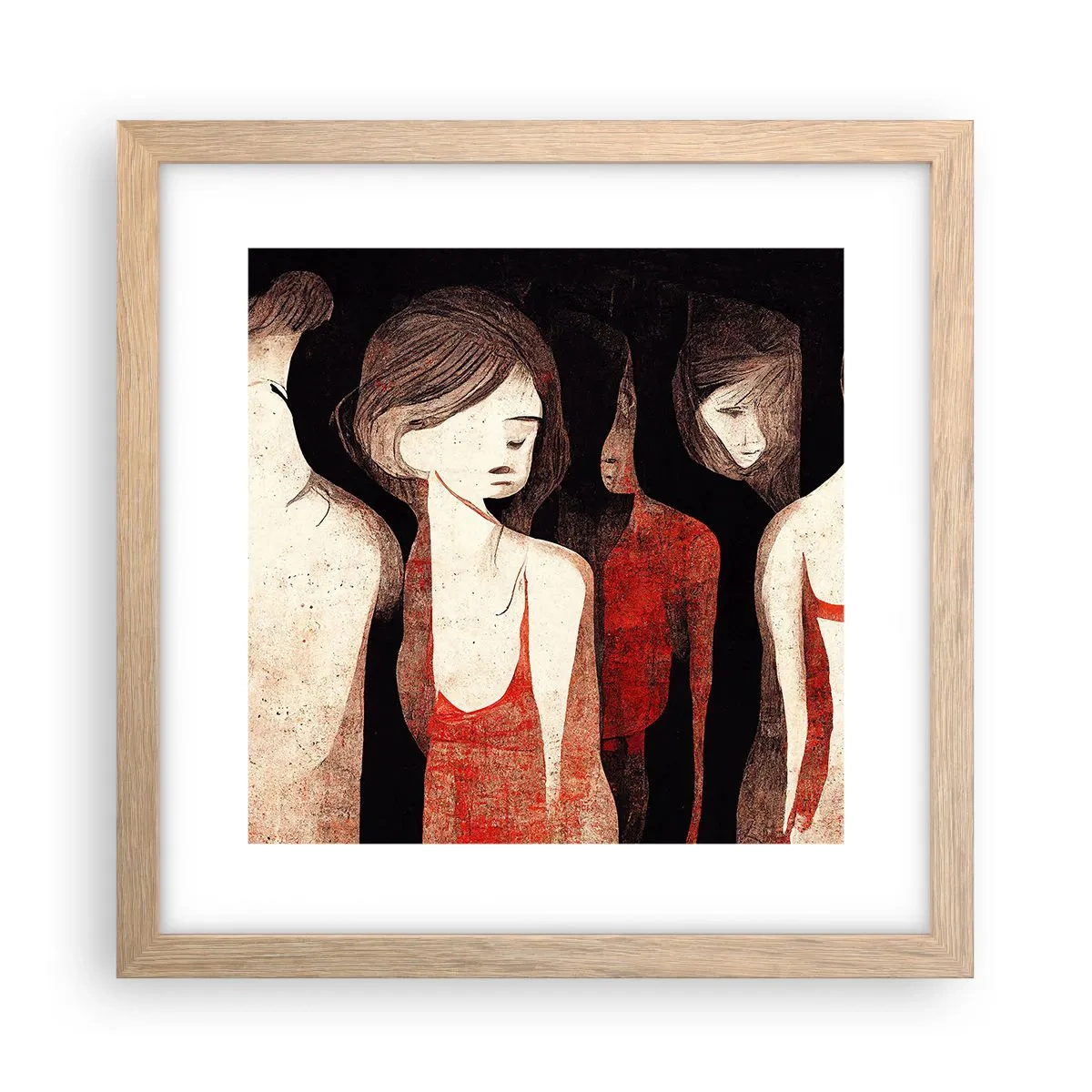 Poster în ramă de stejar deschis - Madonele întunericului - 30x30 cm