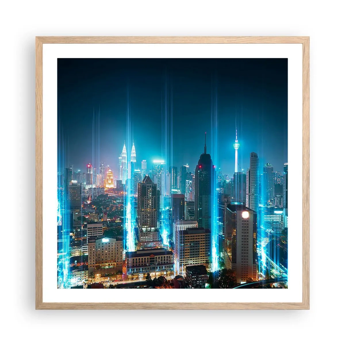 Poster în ramă de stejar deschis - Prin Berlin spre cer - 60x60 cm