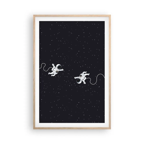 Poster în ramă de stejar deschis - Dansul spațial - 61x91 cm