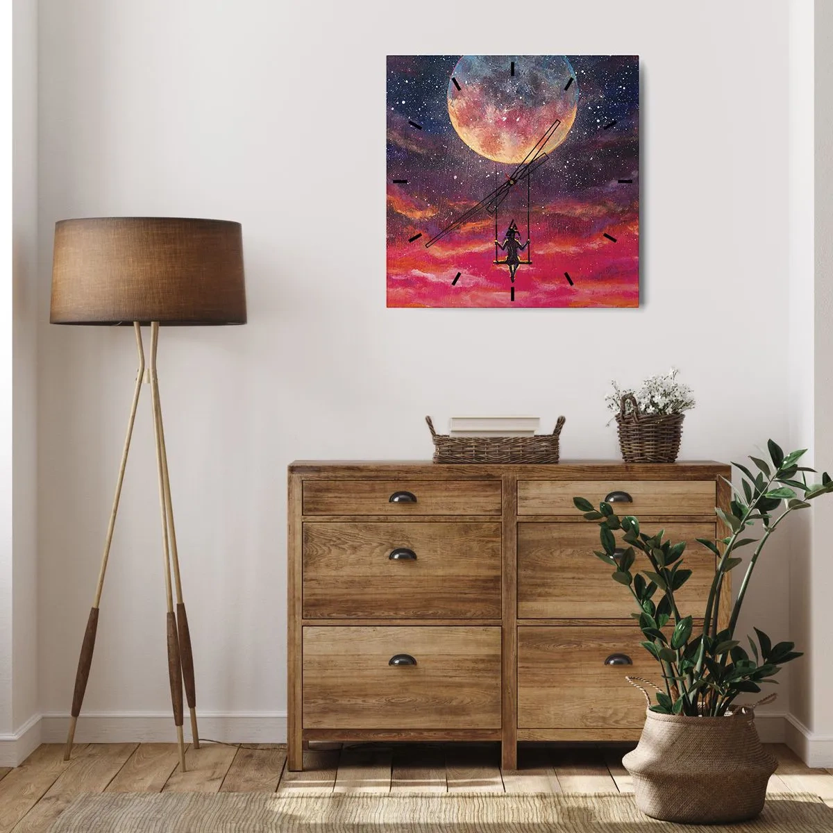 Ceas de perete - Ceas pe sticlă - Cu capul în nori - 40x40 cm