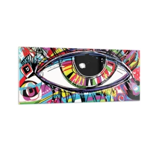Tablou pe sticlă - Un ochi colorat - un suflet colorat - 100x40 cm