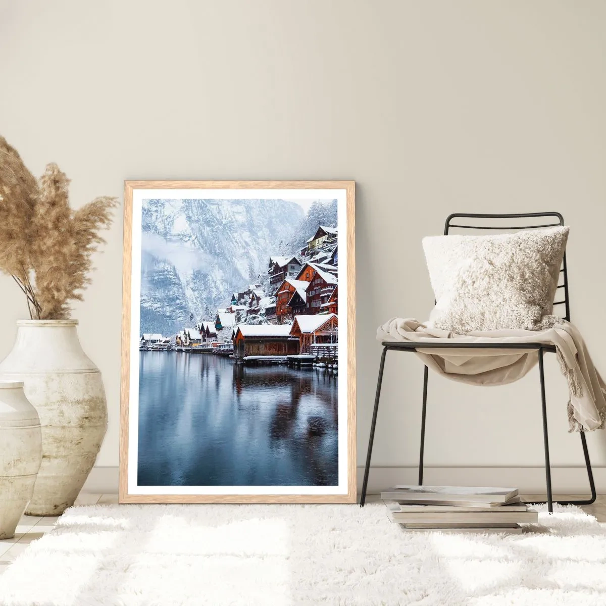 Poster în ramă de stejar deschis - În decor de iarnă - 30x40 cm