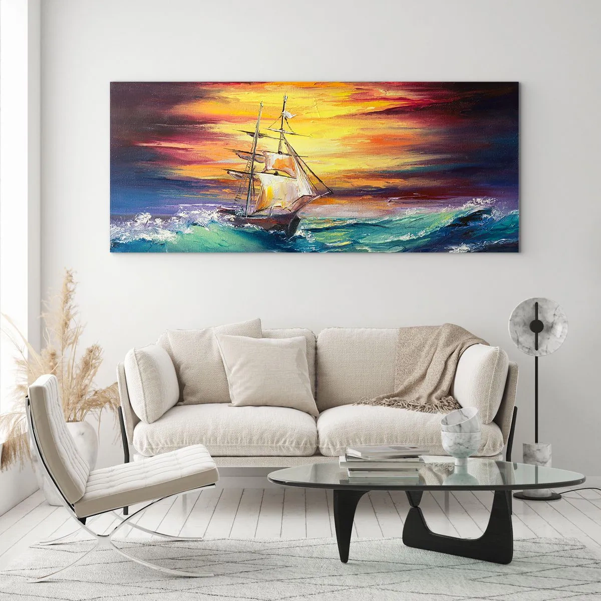 Tablou pe sticlă - Înfruntând valurile - 120x50 cm