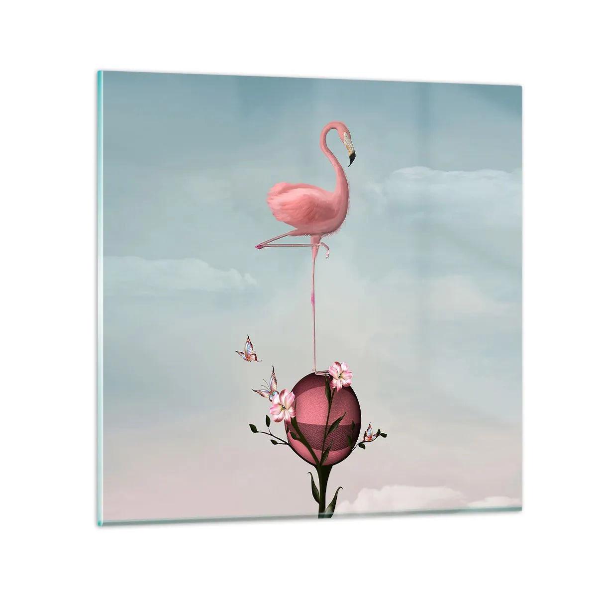 Tablou pe sticlă - Alegoria mingii de baschet - 40x40 cm