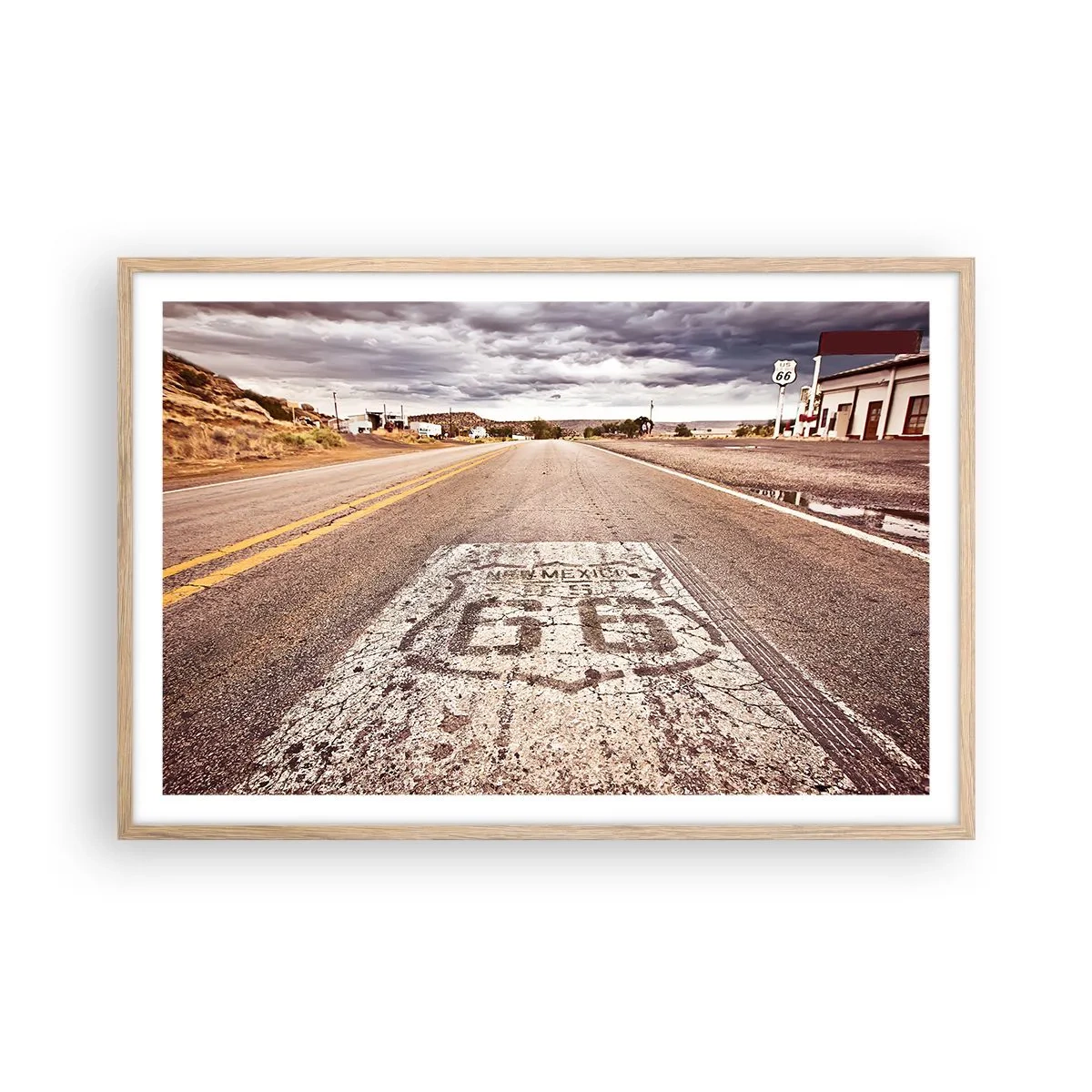 Poster în ramă de stejar deschis - Mother Road - o legendă americană - 91x61 cm