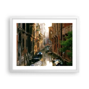 Poster în ramă albă - Pe o străduță venețiană - 50x40 cm