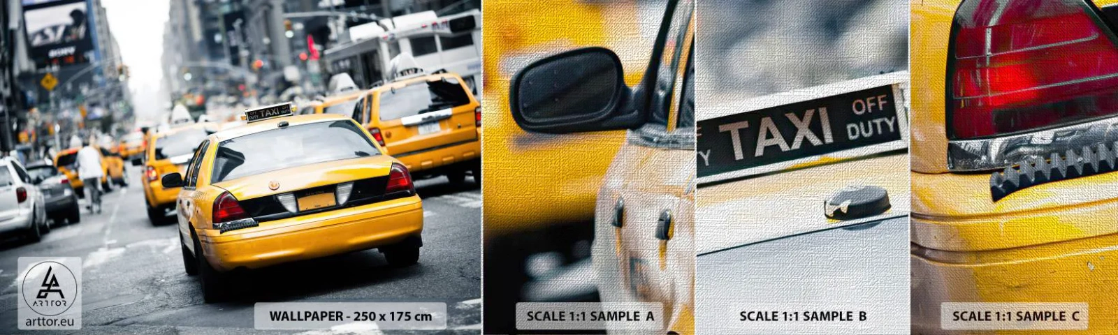 Mostră tapet Premium Canvas - Doar în acest oraș - Oraș, New York, Taxi - 100x30 cm