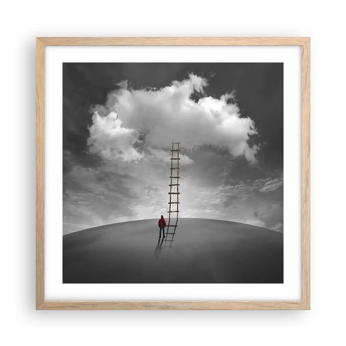 Poster în ramă de stejar deschis - Orice este posibil - 50x50 cm