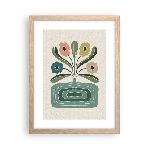 Poster în ramă de stejar deschis - Buchet simetric - 30x40 cm
