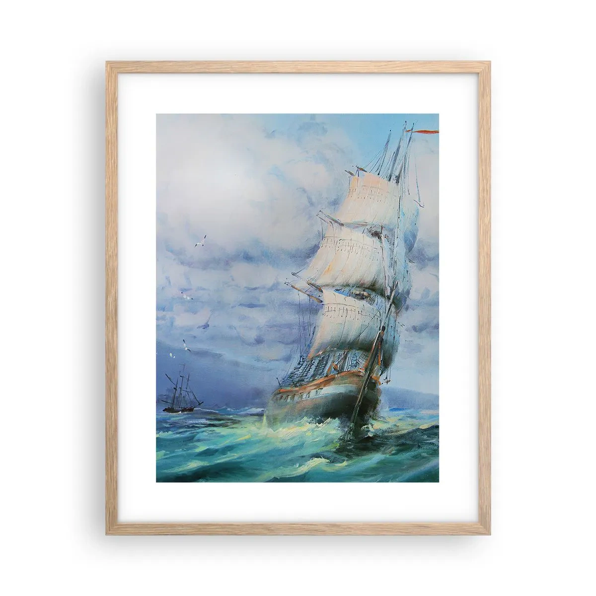 Poster în ramă de stejar deschis - Vânturi bune - 40x50 cm