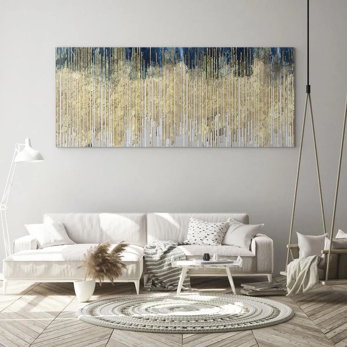 Tablou pe sticlă - Granița aurită - 100x40 cm