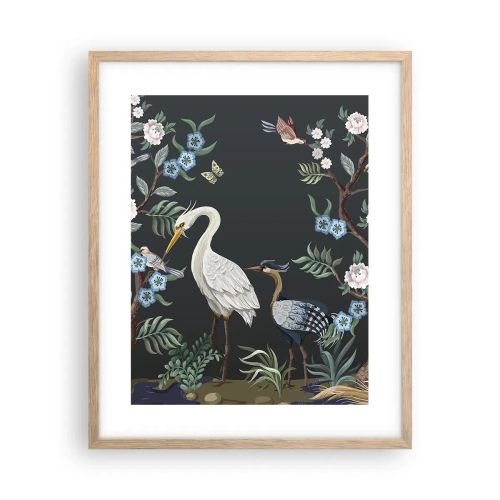 Poster în ramă de stejar deschis - Parada păsărilor - 40x50 cm