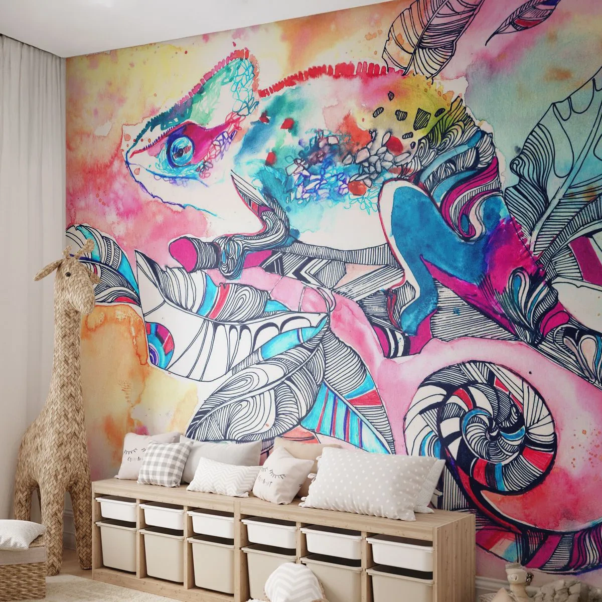 Tapet Autoadeziv Deluxe Sticker - Colorat ca și lumea noastră - Cameleon, Abstracția, Natură - 250x175 cm